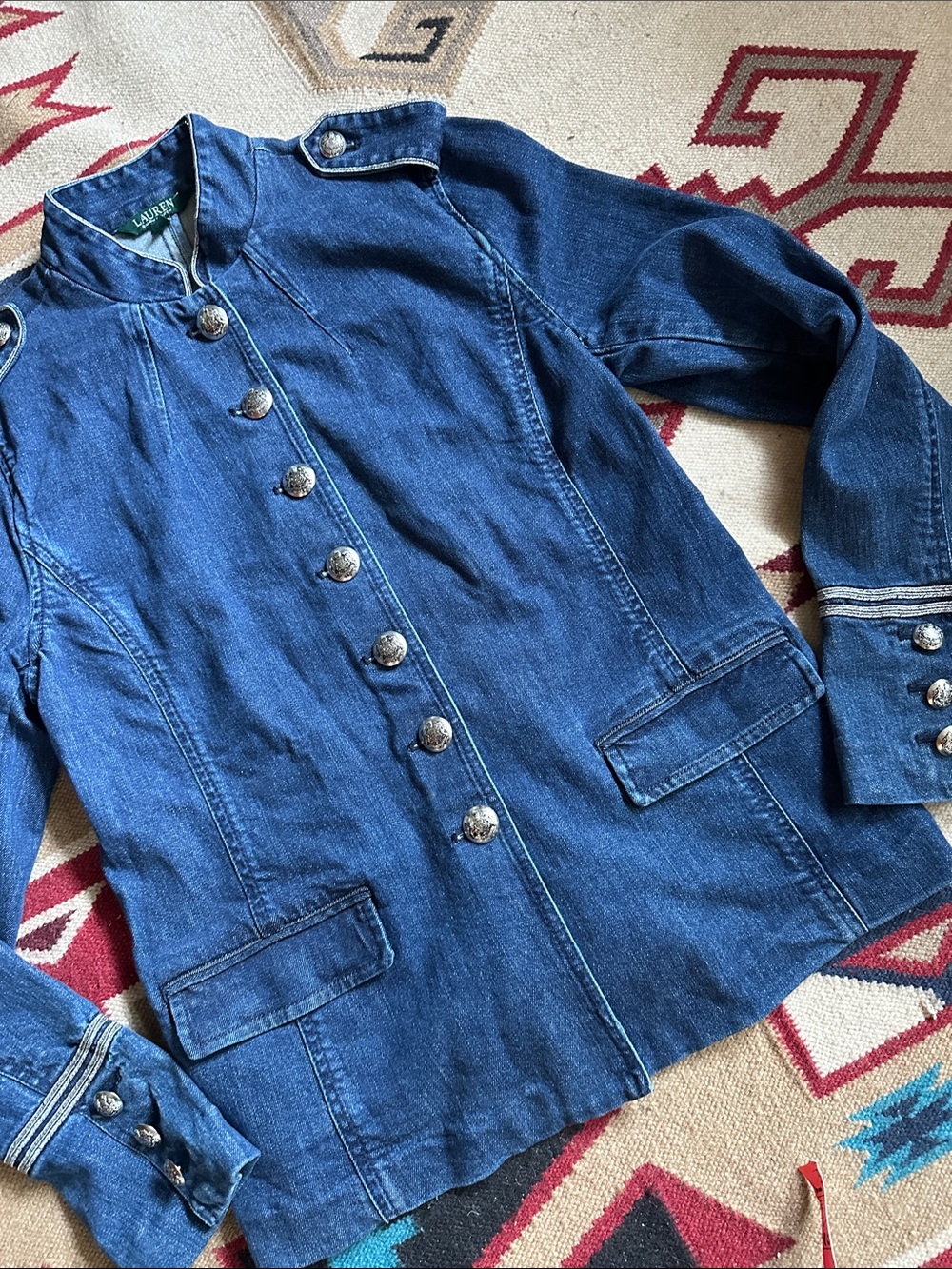Vintage Ralph Lauren Military Preppy Denim Jacket - Picture 2 of 6